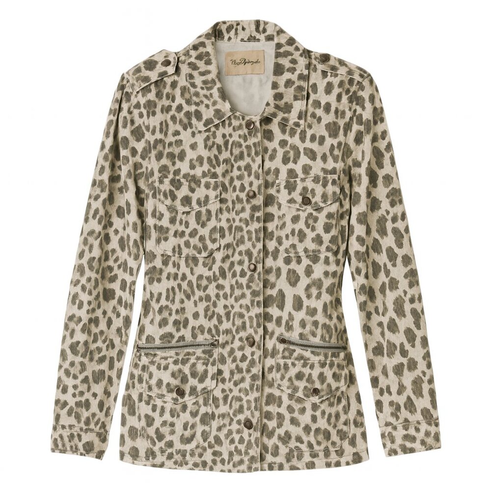 Lily Aldridge x Velvet Leopard Utility Jacket XS Animal Print Shacket